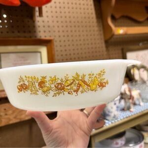 Vintage White Bowl with Harvest Design